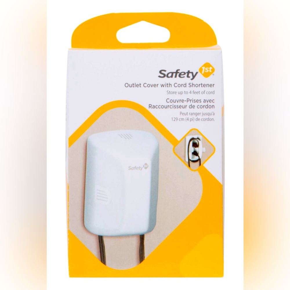 Safety 1st Outlet Cover with Cord Shortener for Baby Proofing Plastic White